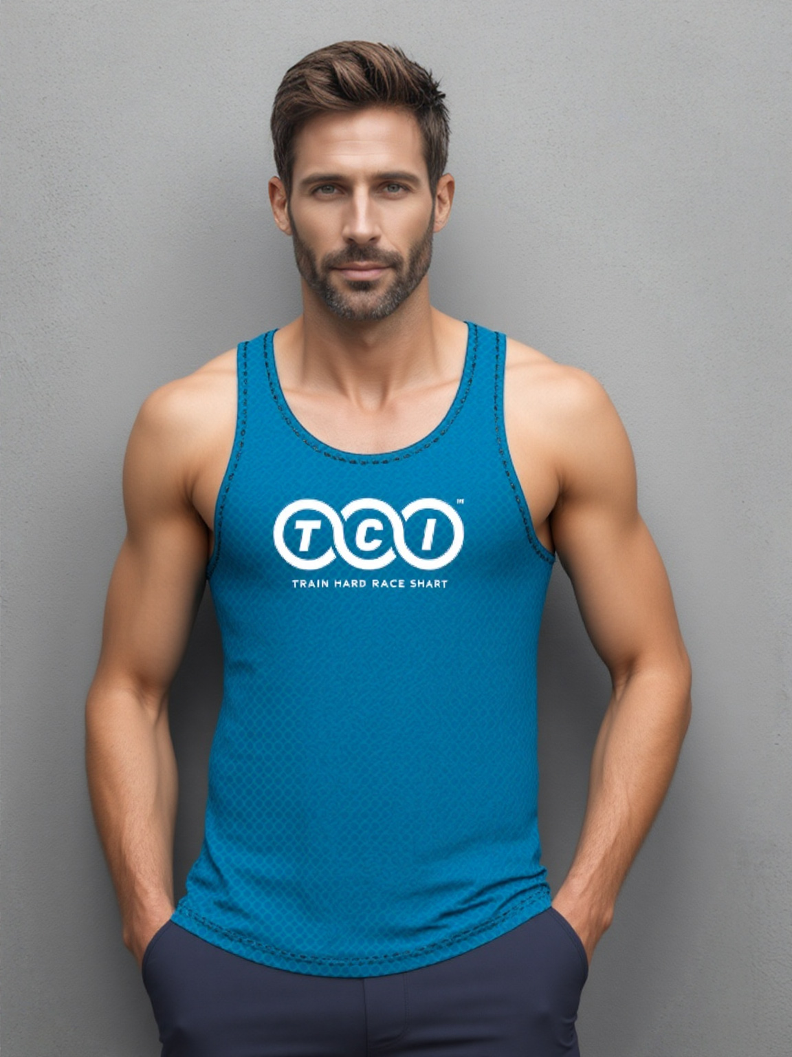 MENS CLUB T-SHIRT BLUE (SLEEVELESS)